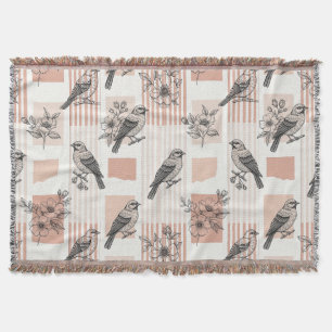 Vintage-Vogel-Blüten-Toile-Streifen (11) Decke