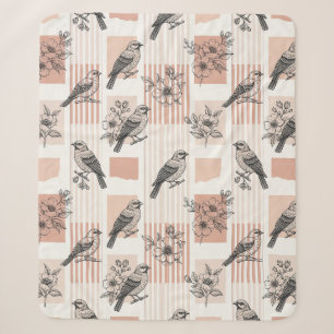 Vintage-Vogel-Blüten-Toile-Streifen (11) Sherpadecke