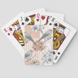 Vintage-Vogel-Blüten-Toile-Streifen (4) Spielkarten