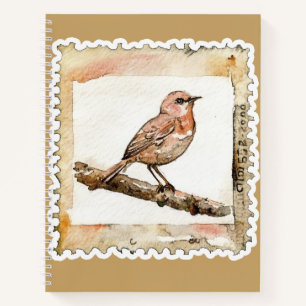 Vintage-Vogel-Briefmarke   Cottagecore-Natur  Notizblock