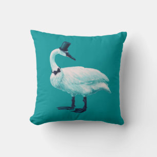 Vintage-Vogel-Chic: Gentleman mit Fliege und Zylin Kissen