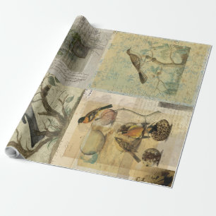 Vintage-Vogel-Collagen-Decoupage/Verpackungspapier Geschenkpapier