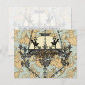 Vintage Vögel Damask Kronleuchter Hochzeit RSVP Karte (Vorne/Hinten)