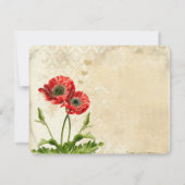Vintage Vögel Damask Poppy Wedding RSVP Karte (Rückseite)