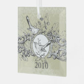 Vintage Vögel Damask Weihnachtsschmuck (Vorderseite links)