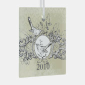 Vintage Vögel Damask Weihnachtsschmuck (Vorderseite Rechts)