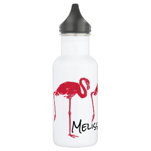 Vintage Vögel, ein rosa Flamingo mit einem Bein ho Edelstahlflasche