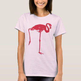Vintage Vögel, ein rosafarbener Flamingo mit einem T-Shirt