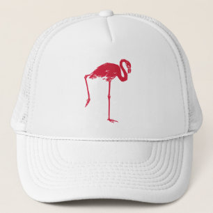 Vintage Vögel, ein rosafarbener Flamingo mit einem Truckerkappe