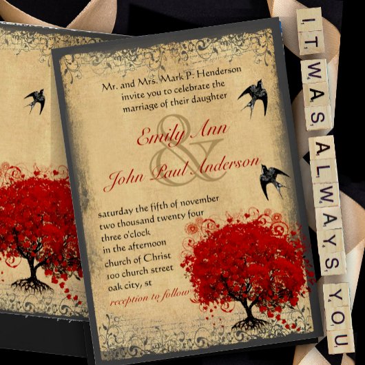 Vintage Vögel - Einladungen für Hochzeitsfeiern au