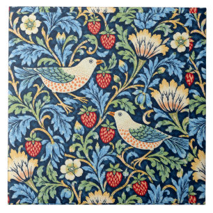Vintage-Vogel-, Erdbeer- und Blumenmuster Fliese