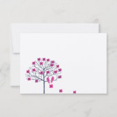 Vintage Vögel Fuchsia & Navy Hochzeit Einladung (Rückseite)