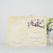 Vintage-Vögel Fuchsia- und Graue Hochzeitsprogramm (Stehend Vorderseite)