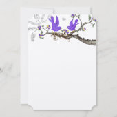 Vintage Vögel Gelb & Lila Hochzeit Einladung (Rückseite)