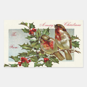Vintage-Vögel-Geschenkanhänger Rechteckiger Aufkleber