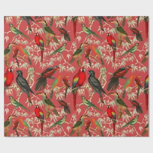 Vintage Vögel Geschenkpapier (Flach)