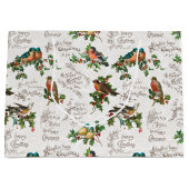 Vintage Vögel, Heilige Weihnachten und Grüße Große Geschenktüte (Vorderseite)