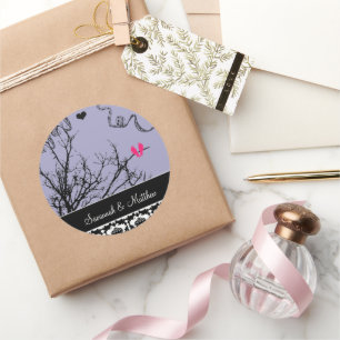 Vintage Vögel Hochzeit Siegel wählen Hintergrundfa Runder Aufkleber