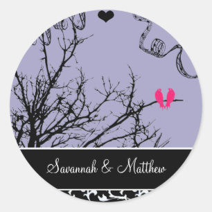 Vintage Vögel Hochzeit Siegel wählen Hintergrundfa Runder Aufkleber