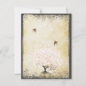 Vintage Vögel Hochzeitsstiftung RSVP mit Herzleder Karte (Rückseite)