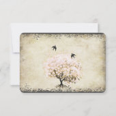 Vintage Vögel Hochzeitsstiftung RSVP mit Herzleder Karte (Rückseite)