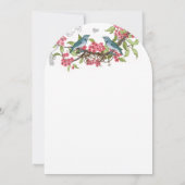 Vintage Vögel Honeysuckle Aquamarin & rosa Einladung (Rückseite)