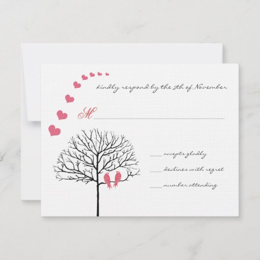 Vintage Vögel Honeysuckle Pink Hochzeit Einladung (Vorderseite)