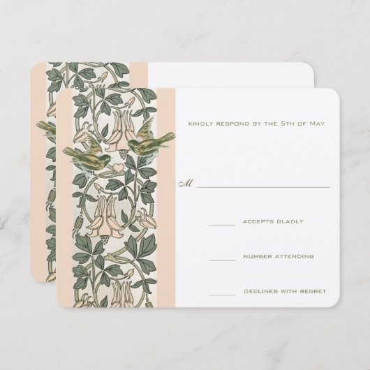Vintage Vögel HoneySuckle Wedding RSVP (Vorne/Hinten)