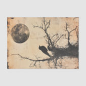 Vintage Vogel im Baum & Mond Decoupage  Seidenpapier (Vorderseite)