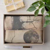 Vintage Vogel im Baum & Mond Decoupage  Seidenpapier (Geschenk)