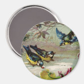 Vintage Vögel im Schnee Magnet (Vorderseite/Rückseite)