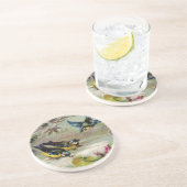 Vintage Vögel im Snow Sandstone Drink Untersetzer (Seite)
