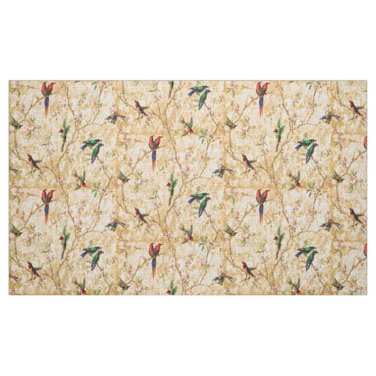 Vintage-Vögel-in-blühenden-Bäumen-Muster Stoff (Fat Quarter (45,7 x 55,9 cm))
