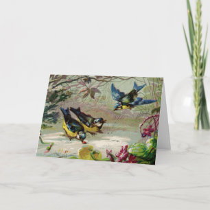 Vintage Vögel in der Schneeballkarte Karte