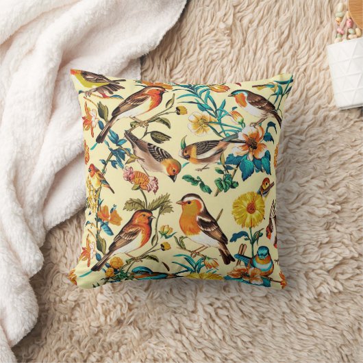 Vintage Vögel Kissen (Decke)