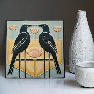Vintage-Vögel Mackintosh Art Deco Nouveau-Dekor Fliese