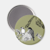 Vintage Vögel Magnet (Vorderseite/Rückseite)