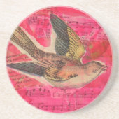 Vintage Vogel-Mischmedien Untersetzer (Vorne)