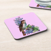 Vintage-Vogel-mit-Blumen-Untersetzer-Set Untersetzer (Linke Seite)