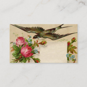 Vintage Vogel Mit Blumen Visitenkarte