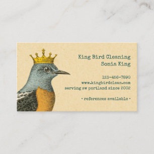 Vintage-Vogel mit goldener Krone Visitenkarte