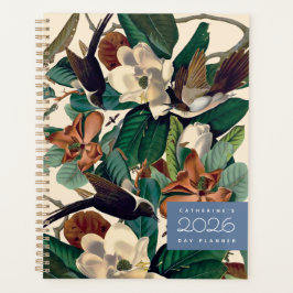 Vintage Vögel mit Magnolie 2026 Tagesplaner Planer