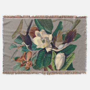 Vintage Vögel mit Magnolienwürfeldecke Decke