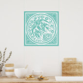 Vintage Vögel mit Schmetterlingen und Sternen Poster (Küche)