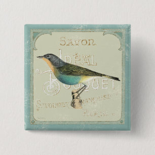 Vintage Vogel nach links gerichtet Button