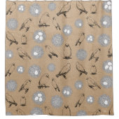 Vintage Vögel & Nest Rustikale Kraft Brown Duschvorhang (Vorderseite)