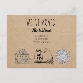 Vintage Vögel & Nest Rustikale Kraft Brown Feiertagspostkarte