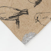 Vintage Vögel & Nest Rustikale Kraft Brown Fleecedecke (Ecke)