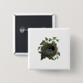 Vintage Vogel-Nestillustration Button (Vorne & Hinten)