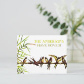 Vintage Vögel Neue Anschrift + Party zur häusliche Einladung (Stehend Vorderseite)